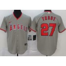 Men's Los Angeles Angels #27 Mike Trout Gray Cool Base Jersey