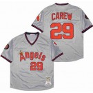 Men's Los Angeles Angels #29 Rod Carew Gray 1985 Throwback Jersey