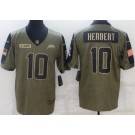 Men's Los Angeles Chargers #10 Justin Herbert Limited Olive 2021 Salute To Service Jersey