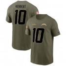 Men's Los Angeles Chargers #10 Justin Herbert Olive 2022 Salute To Service T Shirt