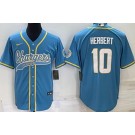 Men's Los Angeles Chargers #10 Justin Herbert Powder Blue Baseball Jersey