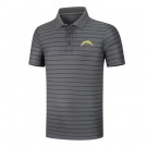 Men's Los Angeles Chargers Anthracite Collection Striped Performance Pique Polo