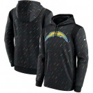 Men's Los Angeles Chargers Black 2021 Crucial Catch Therma Pullover Hoodie