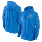 Men's Los Angeles Chargers Blue Sideline Club Performance Full Zip Hoodie