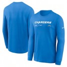 Men's Los Angeles Chargers Blue Sideline Infograph Lock Up Performance Long Sleeve T Shirt