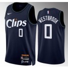 Men's Los Angeles Clippers #0 Russell Westbrook Navy 2023 City Icon Heat Press Jersey