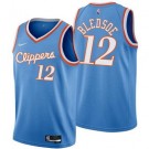 Men's Los Angeles Clippers #12 Eric Bledsoe Blue City Diamond 75th Icon Hot Press Jersey