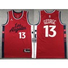 Men's Los Angeles Clippers #13 Paul George Red Statement Icon Swingman Jersey