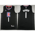 Men's Los Angeles Clippers #1 James Harden Black Icon Swingman Jersey