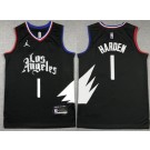 Men's Los Angeles Clippers #1 James Harden Black Statement Icon Swingman Jersey