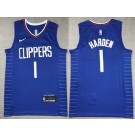 Men's Los Angeles Clippers #1 James Harden Blue Icon Swingman Jersey