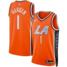 Men's Los Angeles Clippers #1 James Harden Ornage 2025 City Heat Press Jersey