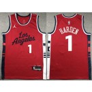 Men's Los Angeles Clippers #1 James Harden Red Statement Icon Swingman Jersey