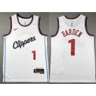 Men's Los Angeles Clippers #1 James Harden White 2023 Icon Swingman Jersey