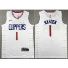 Men's Los Angeles Clippers #1 James Harden White Icon Swingman Jersey