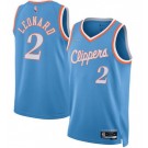 Men's Los Angeles Clippers #2 Kawhi Leonard Blue City Diamond 75th Icon Hot Press Jersey