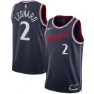 Men's Los Angeles Clippers #2 Kawhi Leonard Navy Heat Press Jersey