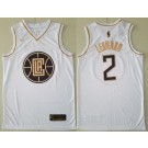 Men's Los Angeles Clippers #2 Kawhi Leonard White Gold Icon Swingman Jersey