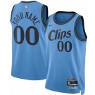 Men's Los Angeles Clippers Custom Light Blue 2024 City Heat Press Jersey