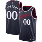 Men's Los Angeles Clippers Custom Navy Heat Press Jersey