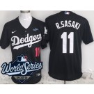 Men's Los Angeles Dodgers #11 Roki Sasaki Black 2025 World Series Cool Base Jersey