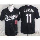 Men's Los Angeles Dodgers #11 Roki Sasaki Black Cool Base Jersey