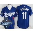 Men's Los Angeles Dodgers #11 Roki Sasaki Blue 2025 World Series Champions Limited Jersey