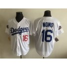Men's Los Angeles Dodgers #16 Hideo Nomo White Throwback Jersey