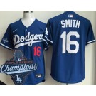 Men's Los Angeles Dodgers #16 Will Smith Blue 2025 World Series Champions Limited Jersey