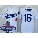 Men's Los Angeles Dodgers #16 Will Smith White 2024 World Series Champions Limited Jersey