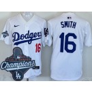 Men's Los Angeles Dodgers #16 Will Smith White 2025 World Series Champions Limitedd Jersey