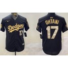 Men's Los Angeles Dodgers #17 Shohei Ohtani Black Gold 2024 World Series Fernando Patch Limited Jersey
