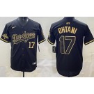 Men's Los Angeles Dodgers #17 Shohei Ohtani Black Gold Champions Limited Jersey