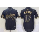 Men's Los Angeles Dodgers #17 Shohei Ohtani Black Gold Kanji Champions Limited Jersey