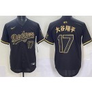 Men's Los Angeles Dodgers #17 Shohei Ohtani Black Gold Kanji Limited Jersey