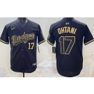 Men's Los Angeles Dodgers #17 Shohei Ohtani Black Gold Limited Jersey