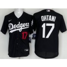 Men's Los Angeles Dodgers #17 Shohei Ohtani Black Player Number Cool Base Jersey