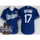 Men's Los Angeles Dodgers #17 Shohei Ohtani Blue 2024 World Series Cool Base Jersey