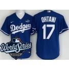 Men's Los Angeles Dodgers #17 Shohei Ohtani Blue 2025 World Series Cool Base Jersey