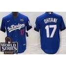 Men's Los Angeles Dodgers #17 Shohei Ohtani Blue City Player Number 2024 World Series Cool Base Jersey