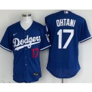 Men's Los Angeles Dodgers #17 Shohei Ohtani Blue Team Logo Authentic Jersey