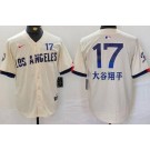 Men's Los Angeles Dodgers #17 Shohei Ohtani Cream Japanese 2024 City Connect Limited Jersey