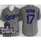 Men's Los Angeles Dodgers #17 Shohei Ohtani Gray 2024 World Series Cool Base Jersey