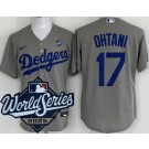 Men's Los Angeles Dodgers #17 Shohei Ohtani Gray 2025 World Series Cool Base Jersey