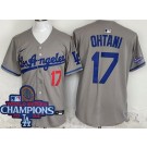 Men's Los Angeles Dodgers #17 Shohei Ohtani Gray Alternate 2024 World Series Champions Limited Jersey
