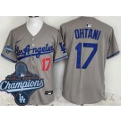 Men's Los Angeles Dodgers #17 Shohei Ohtani Gray Alternate 2025 World Series Champions Limited Jersey
