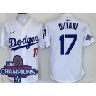 Men's Los Angeles Dodgers #17 Shohei Ohtani White 2024 World Series Champions Limited Jersey