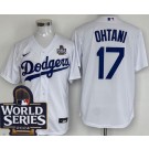 Men's Los Angeles Dodgers #17 Shohei Ohtani White 2024 World Series Cool Base Jersey