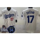 Men's Los Angeles Dodgers #17 Shohei Ohtani White 2024 World Series Fernando Patch Limited Jersey