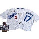 Men's Los Angeles Dodgers #17 Shohei Ohtani White Japanese 2024 World Series Limited Jersey
